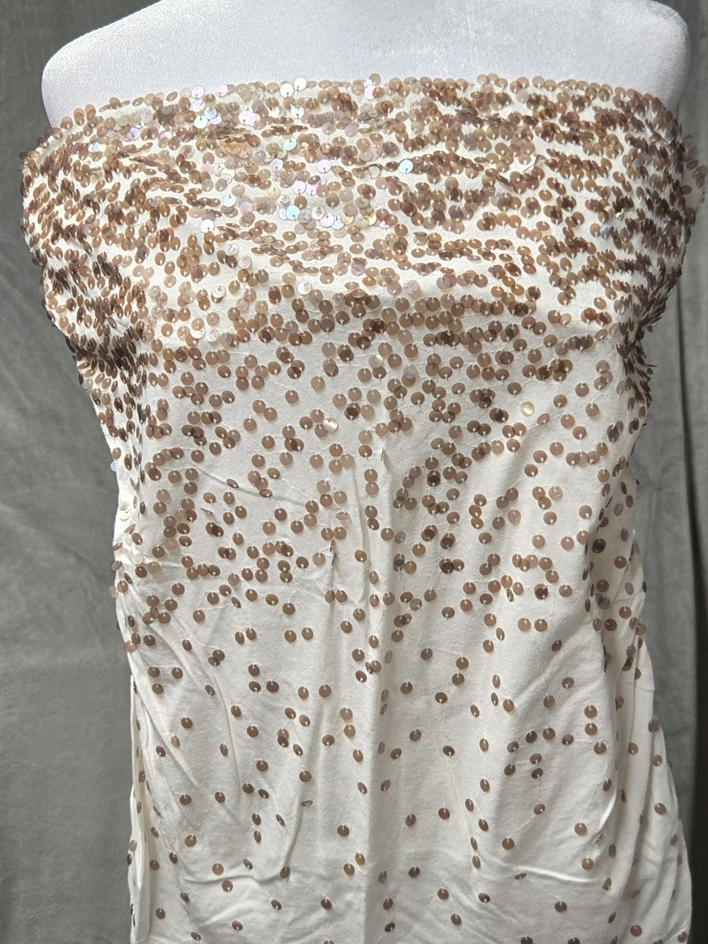 Express Cream Strapless Sequin Tube Top